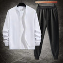 Winter 3Pcs Men Cotton Fleece Plain Zipper Track Suit