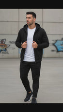 Winter 3Pcs Men Cotton Fleece Plain Zipper Track Suit